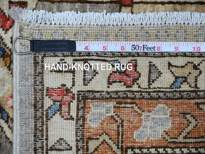 Grey 3'11" x 11'6" Tribal & Geometric Hand knotted Wool Rug - Sku: O088929