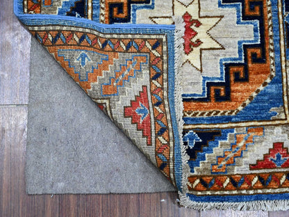 Tribal hand-knotted wool runner in Blue, 2'5" x 11'8", SKU O088932