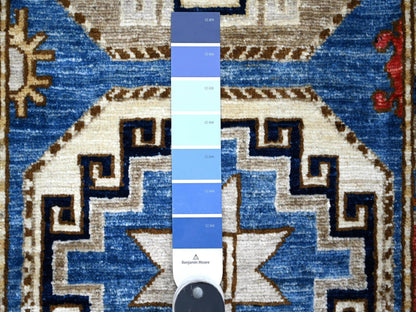 Tribal hand-knotted wool runner in Blue, 2'5" x 11'8", SKU O088932