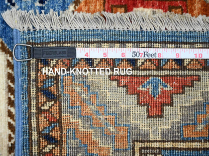 Blue 2'5" x 11'8" Tribal & Geometric Hand knotted Wool Rug - Sku: O088932