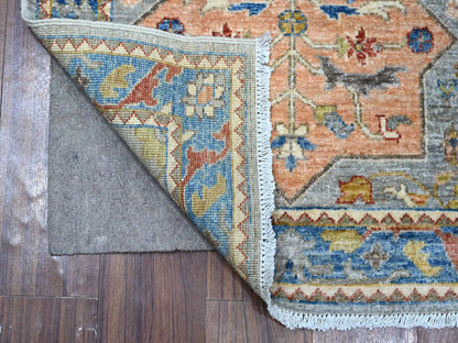 Grey 2'7" x 10'2" Oushak And Peshawar Hand knotted Wool Rug - Sku: O088938
