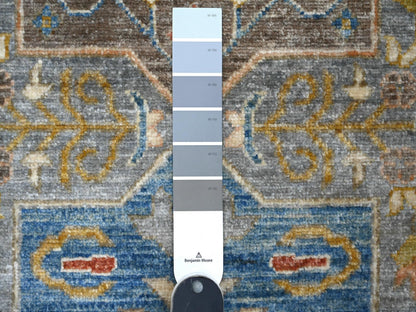 Grey 2'7" x 10'2" Oushak And Peshawar Hand knotted Wool Rug - Sku: O088938
