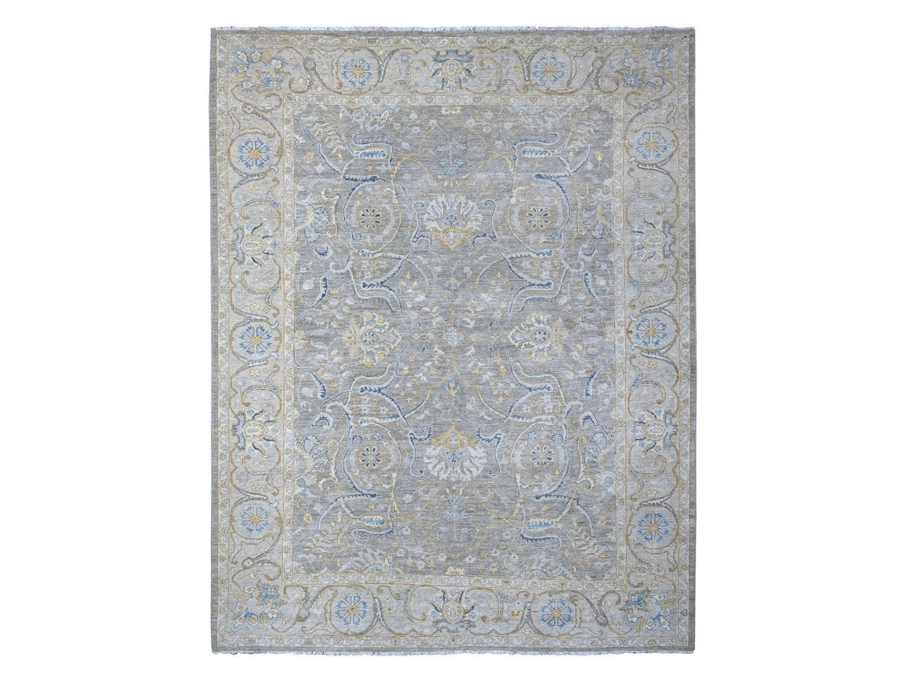 Peshawar hand-knotted wool rug in Gray, 9'0" x 11'7", SKU O088954