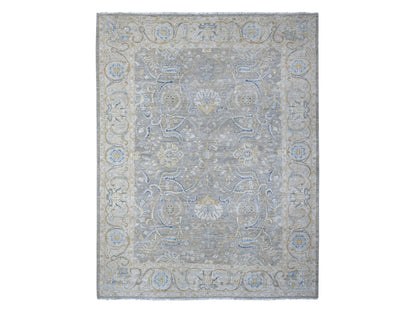 Grey 9'0" x 11'7" Oushak And Peshawar Hand knotted Wool Rug - Sku: O088954