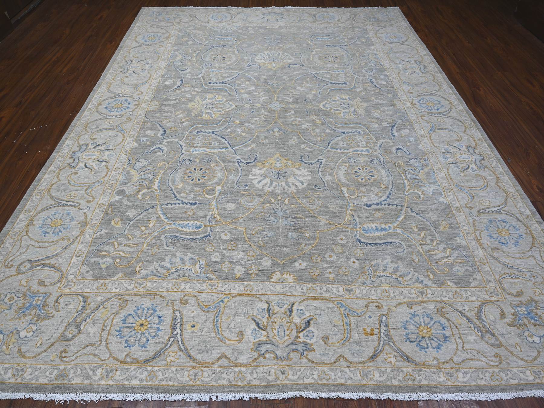 Peshawar hand-knotted wool rug in Gray, 9'0" x 11'7", SKU O088954