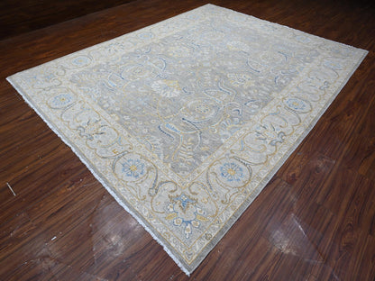Grey 9'0" x 11'7" Oushak And Peshawar Hand knotted Wool Rug - Sku: O088954