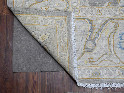 Grey 9'0" x 11'7" Oushak And Peshawar Hand knotted Wool Rug - Sku: O088954
