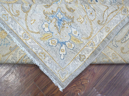 Grey 9'0" x 11'7" Oushak And Peshawar Hand knotted Wool Rug - Sku: O088954