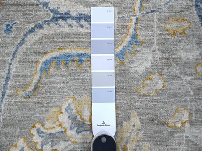 Grey 9'0" x 11'7" Oushak And Peshawar Hand knotted Wool Rug - Sku: O088954