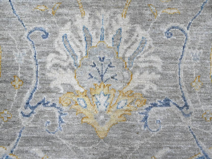 Grey 9'0" x 11'7" Oushak And Peshawar Hand knotted Wool Rug - Sku: O088954