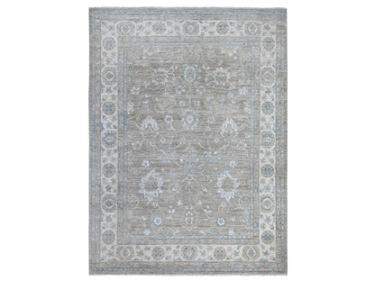 Grey 9'0" x 11'10" Oushak And Peshawar Hand knotted Wool Rug - Sku: O088958