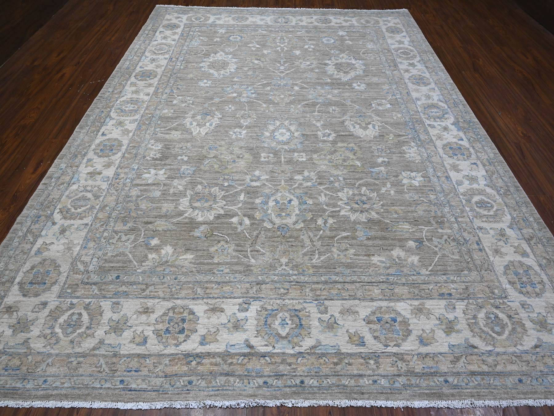 Peshawar hand-knotted wool rug in Gray, 9'0" x 11'10", SKU O088958