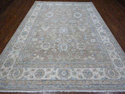 Grey 9'0" x 11'10" Oushak And Peshawar Hand knotted Wool Rug - Sku: O088958