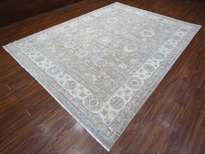 Grey 9'0" x 11'10" Oushak And Peshawar Hand knotted Wool Rug - Sku: O088958