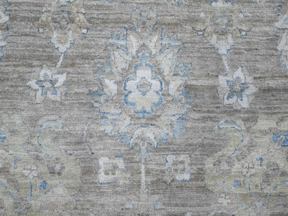 Grey 9'0" x 11'10" Oushak And Peshawar Hand knotted Wool Rug - Sku: O088958