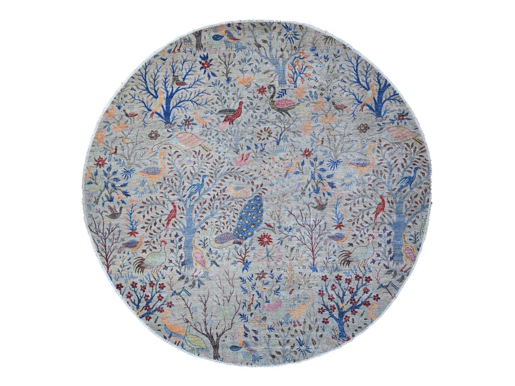 Grey 9'11" x 10'2" Oushak And Peshawar Hand knotted Wool Rug - Sku: O088973