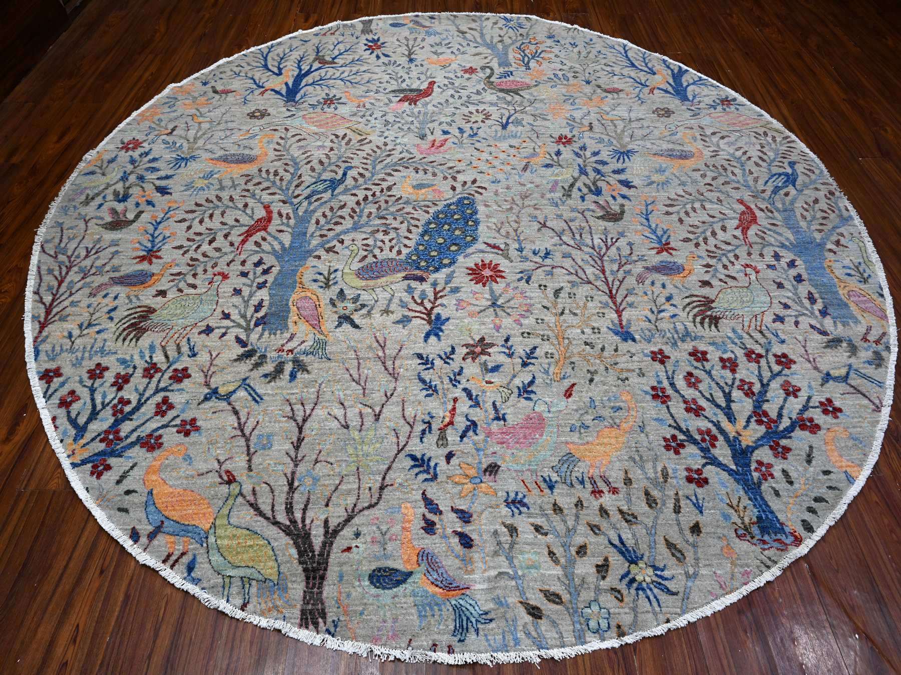 Grey 9'11" x 10'2" Oushak And Peshawar Hand knotted Wool Rug - Sku: O088973