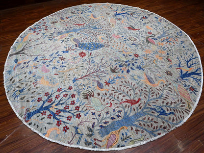 Grey 9'11" x 10'2" Oushak And Peshawar Hand knotted Wool Rug - Sku: O088973