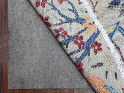 Grey 9'11" x 10'2" Oushak And Peshawar Hand knotted Wool Rug - Sku: O088973
