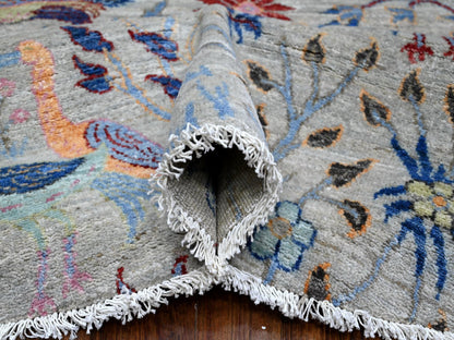 Grey 9'11" x 10'2" Oushak And Peshawar Hand knotted Wool Rug - Sku: O088973