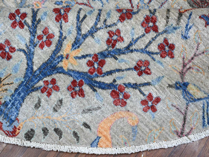 Grey 9'11" x 10'2" Oushak And Peshawar Hand knotted Wool Rug - Sku: O088973