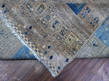 Grey 9'1" x 11'8" Tribal & Geometric Hand knotted Wool Rug - Sku: O088975