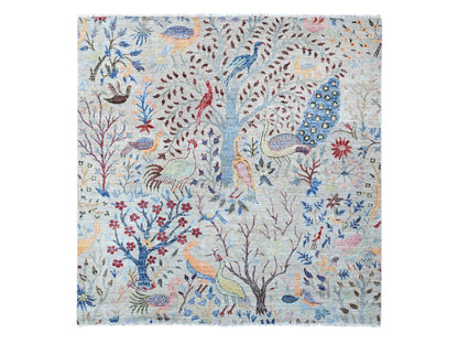 Grey 6'0" x 6'1" Oushak And Peshawar Hand knotted Wool Rug - Sku: O088995