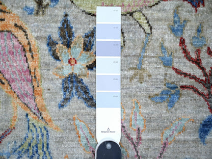 Grey 6'0" x 6'1" Oushak And Peshawar Hand knotted Wool Rug - Sku: O088995