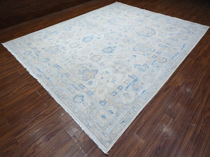 Ivory 9'10" x 12'4" Oushak And Peshawar Hand knotted Wool Rug - Sku: O089002