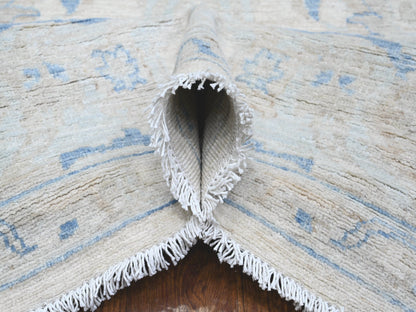 Ivory 9'10" x 12'4" Oushak And Peshawar Hand knotted Wool Rug - Sku: O089002