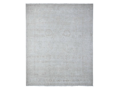 Grey 8'1" x 9'9" Oushak And Peshawar Hand knotted Wool Rug - Sku: O089003