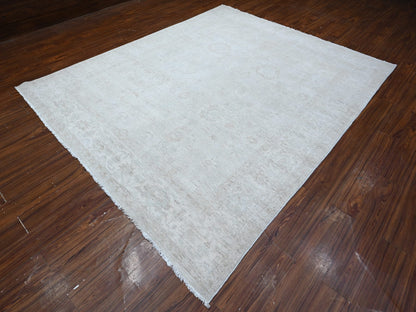 Grey 8'1" x 9'9" Oushak And Peshawar Hand knotted Wool Rug - Sku: O089003