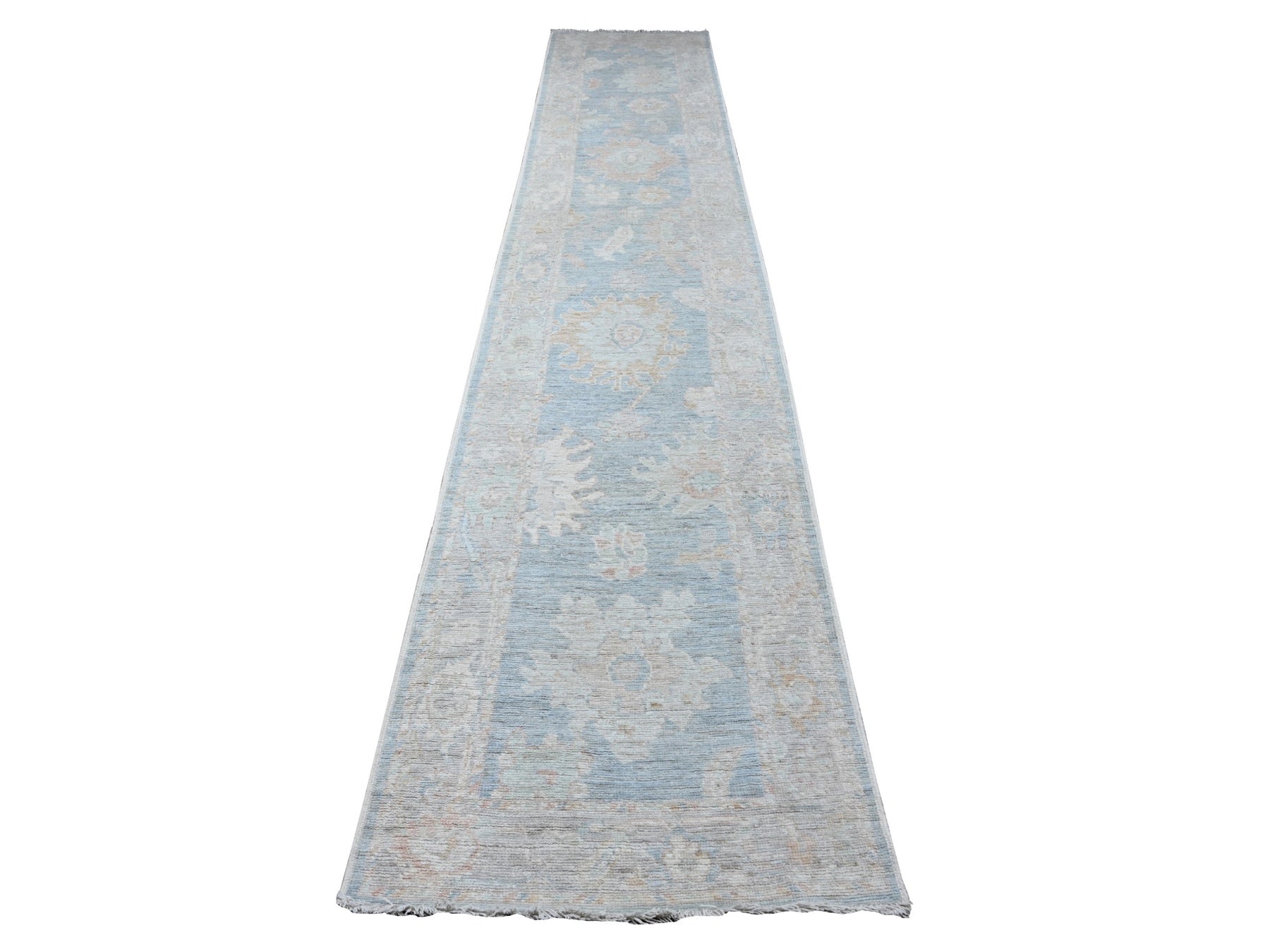 Oushak hand-knotted wool rug in Blue, 2'10" x 15'5", SKU O089007