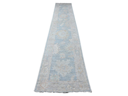 Oushak hand-knotted wool rug in Blue, 2'10" x 15'5", SKU O089007