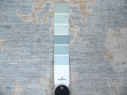 Blue 2'10" x 15'5" Oushak And Peshawar Hand knotted Wool Rug - Sku: O089007