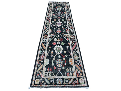 Oushak hand-knotted wool rug in Black, 2'10" x 11'11", SKU O089008