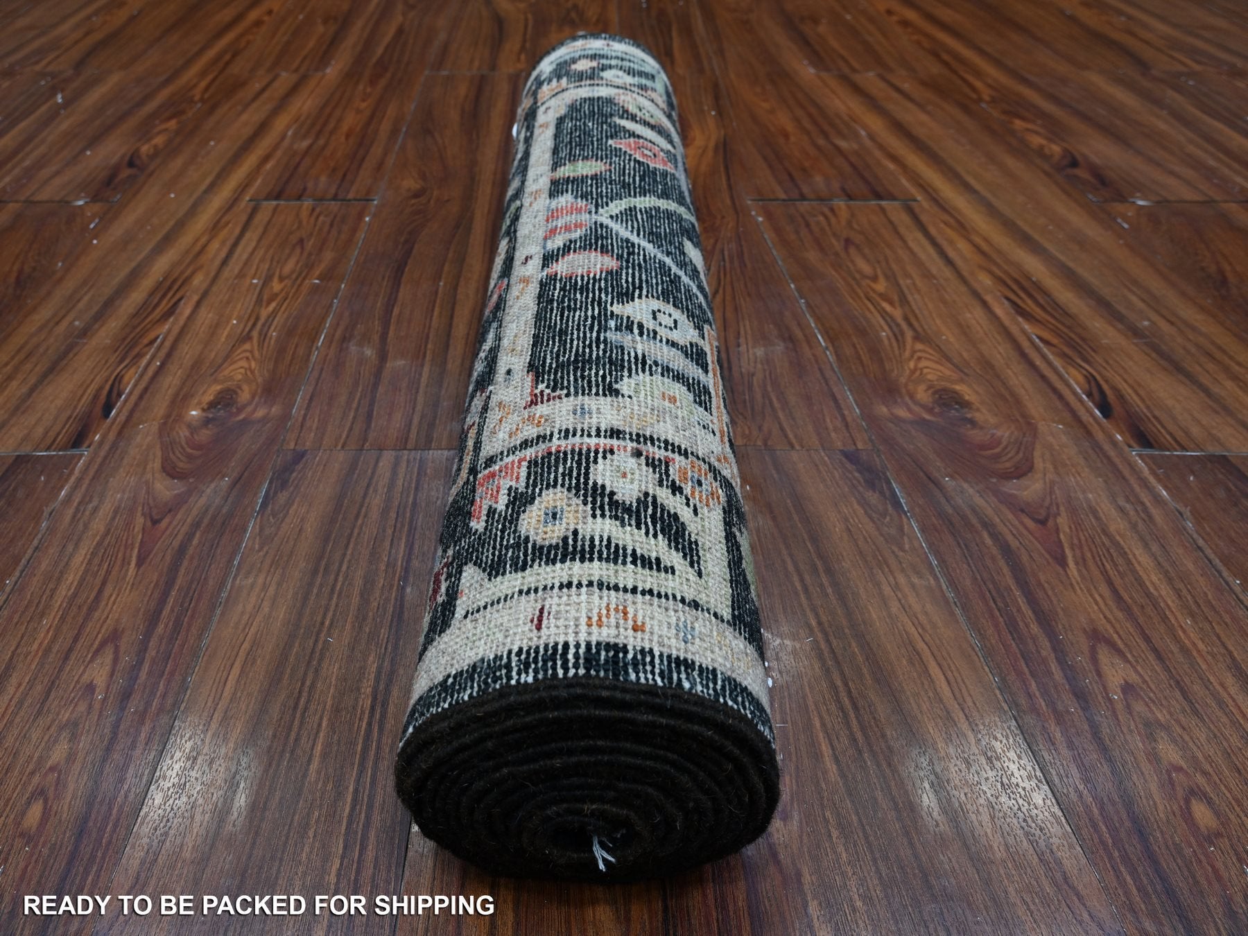 Oushak hand-knotted wool rug in Black, 2'10" x 11'11", SKU O089008
