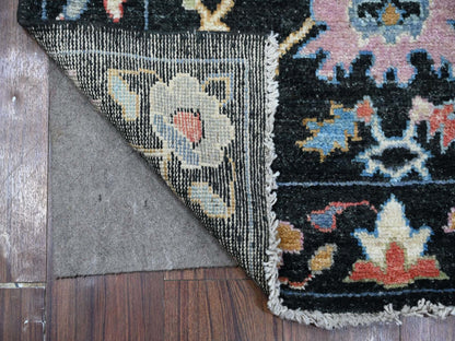 Oushak hand-knotted wool rug in Black, 3'2" x 11'5", SKU O089011