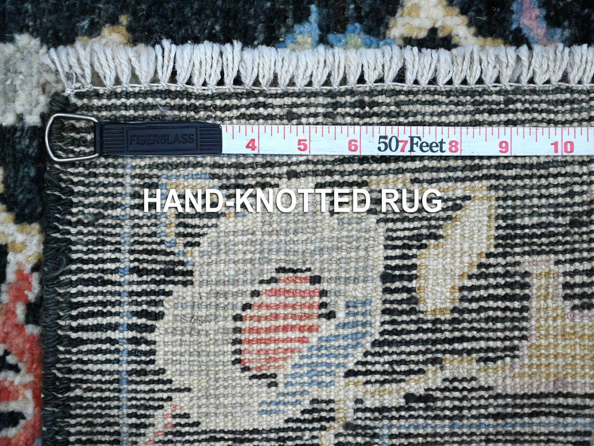 Oushak hand-knotted wool rug in Black, 3'2" x 11'5", SKU O089011