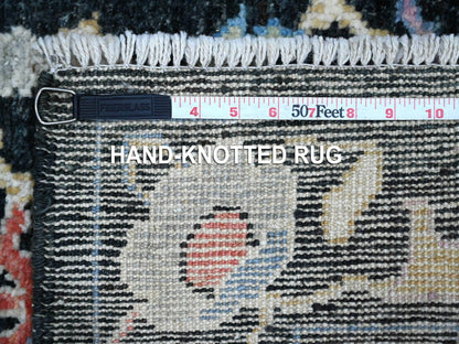 Oushak hand-knotted wool rug in Black, 3'2" x 11'5", SKU O089011