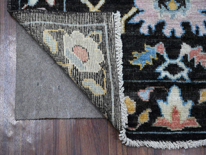 Oushak hand-knotted wool runner in Black, 3'1" x 11'6", SKU O089017