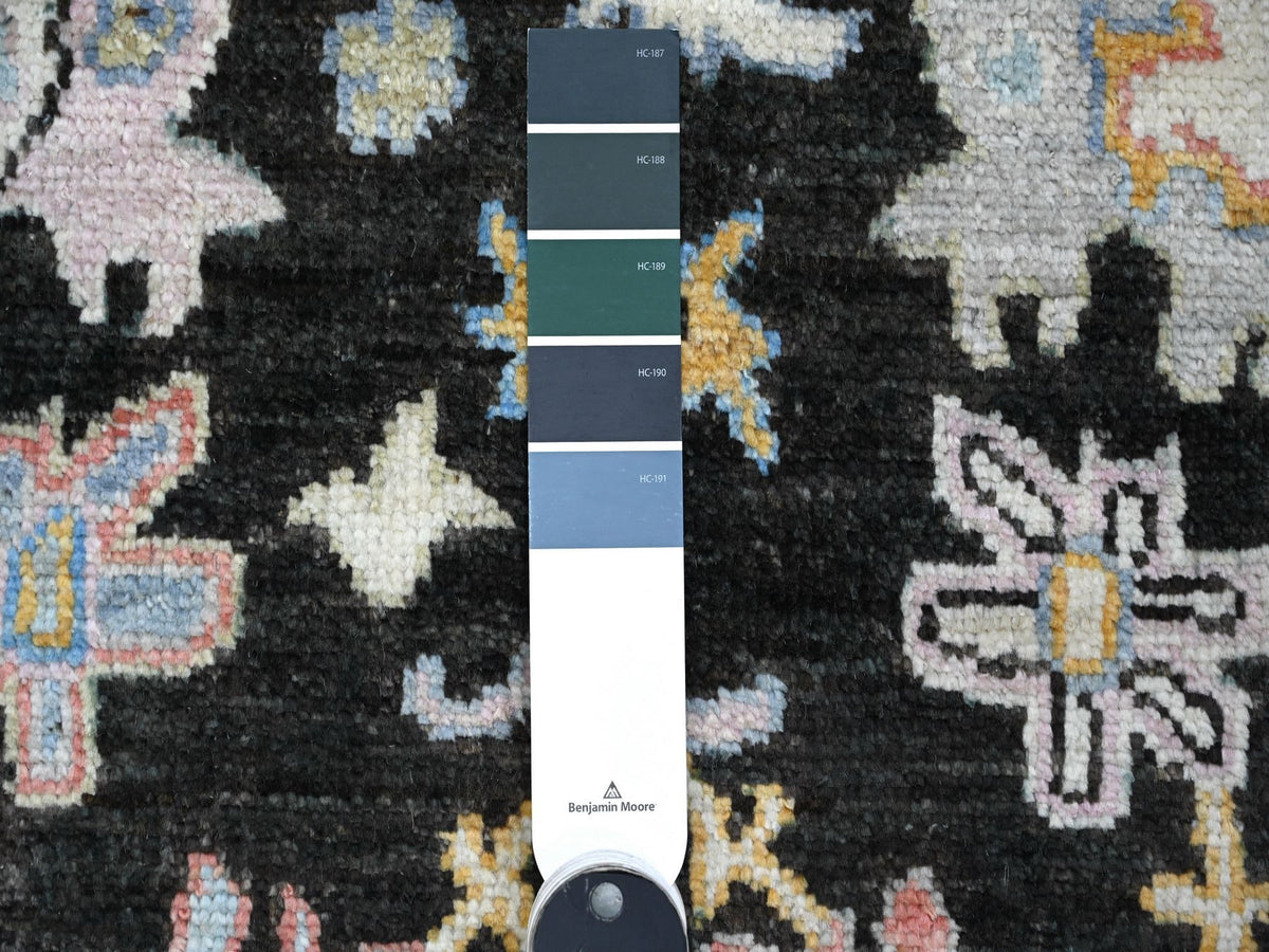 Oushak hand-knotted wool runner in Black, 3'1" x 11'6", SKU O089017