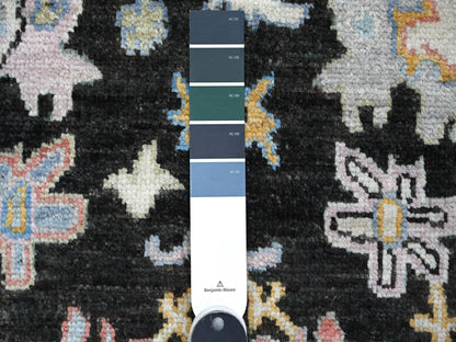 Oushak hand-knotted wool runner in Black, 3'1" x 11'6", SKU O089017