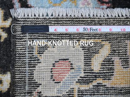 Oushak hand-knotted wool runner in Black, 3'1" x 11'6", SKU O089017