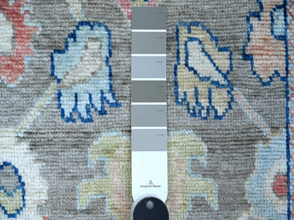 Grey 2'8" x 11'9" Oushak And Peshawar Hand knotted Wool Rug - Sku: O089025