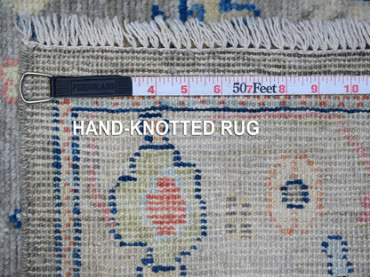 Grey 2'8" x 11'9" Oushak And Peshawar Hand knotted Wool Rug - Sku: O089025