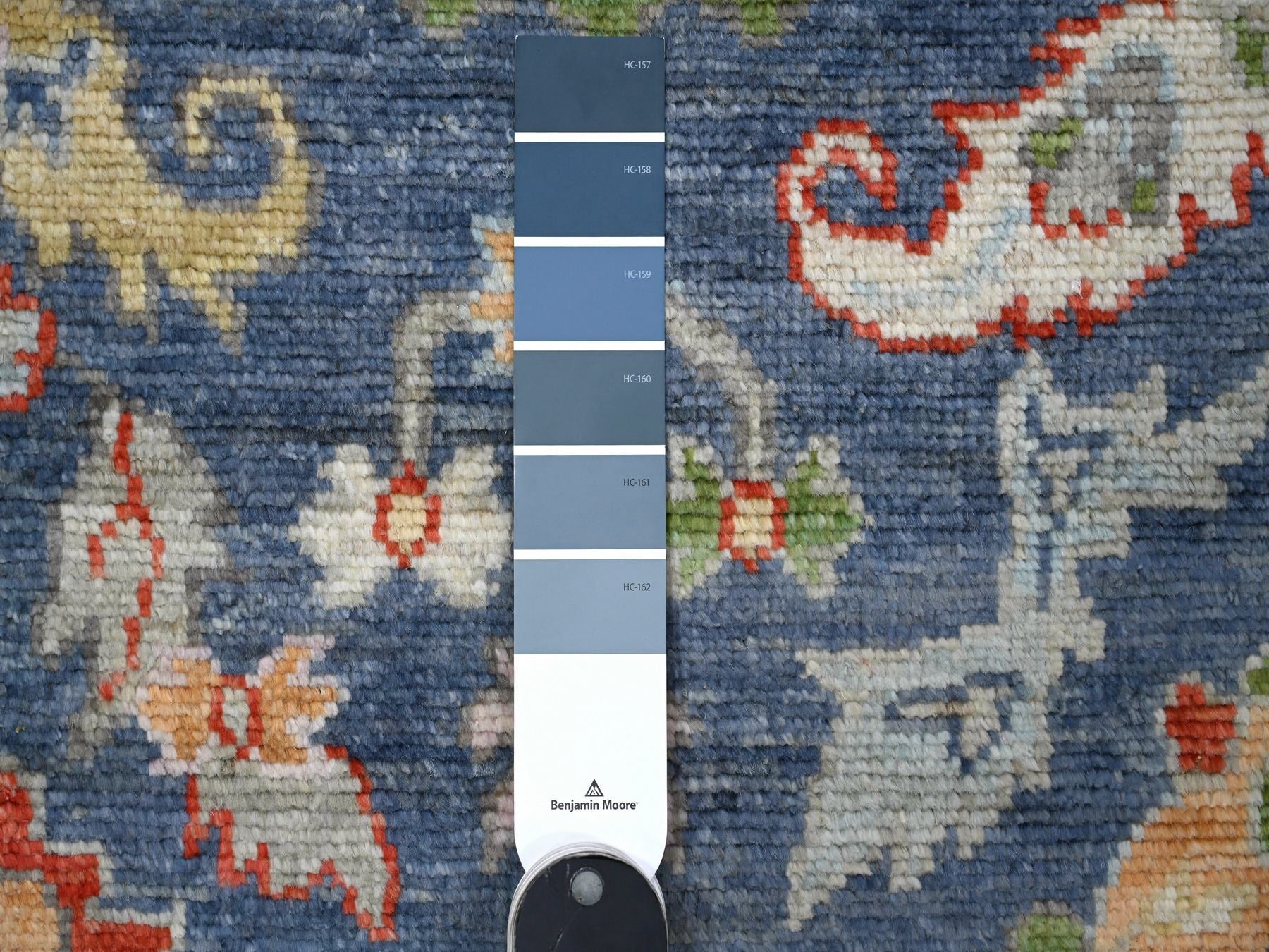 Oushak hand-knotted wool runner in Blue, 4'1" x 11'9", SKU O089029