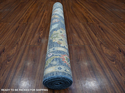 Oushak hand-knotted wool runner in Blue, 4'1" x 11'9", SKU O089029