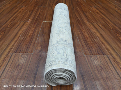 Ivory 2'7" x 8'2" Oushak And Peshawar Hand knotted Wool Rug - Sku: O089032