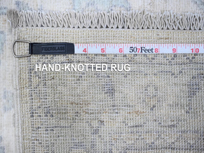Ivory 2'7" x 8'2" Oushak And Peshawar Hand knotted Wool Rug - Sku: O089032